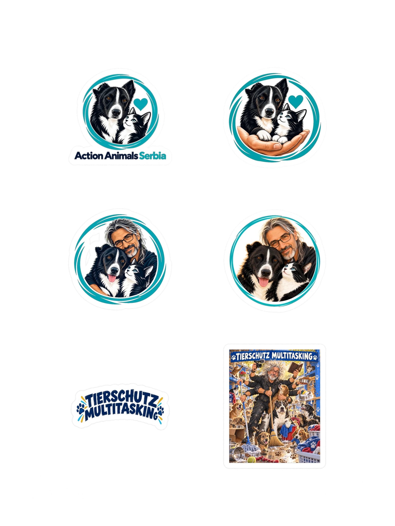 6 AAS Motive mit Herz – Stickerbogen | Action Animals Serbia product image (3)