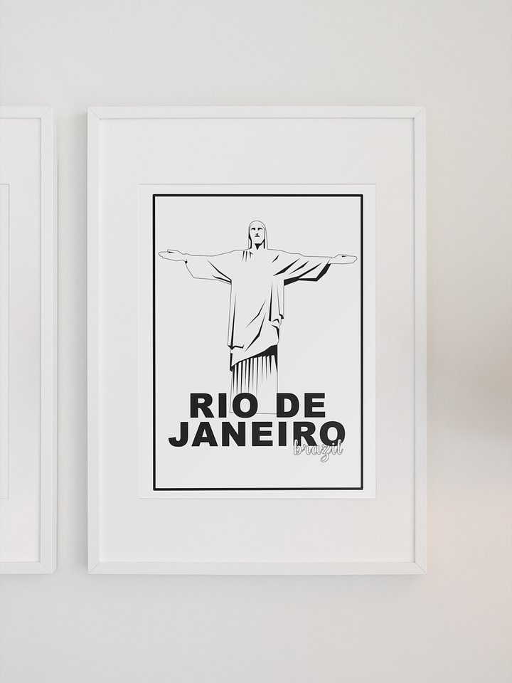 Christ the Redeemer Statue Poster, Iconic Rio de Janeiro Brazil Landmark, Black & White Minimalist Art, Travel Wall Decor, Souvenir product image (1)