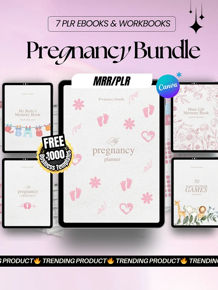 Pregnancy eBook Bundle | 7 Digital Products for New Moms | MRR PLR Bundle product image (1)