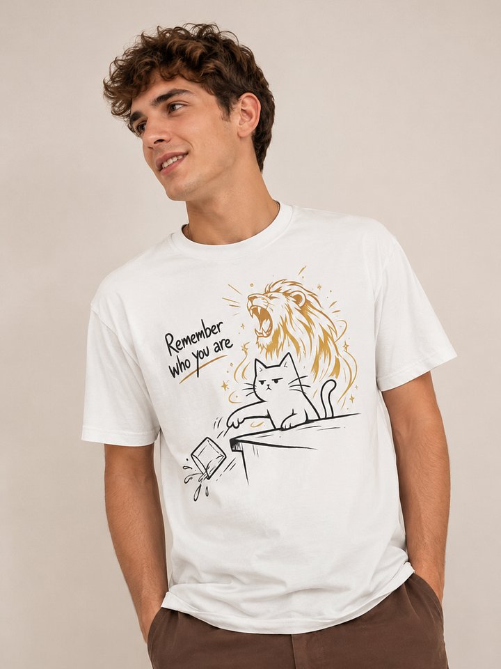Remember Who You Are Cat T-Shirt | Funny Lion Cat Graphic Tee for Cat Lovers product image (1)