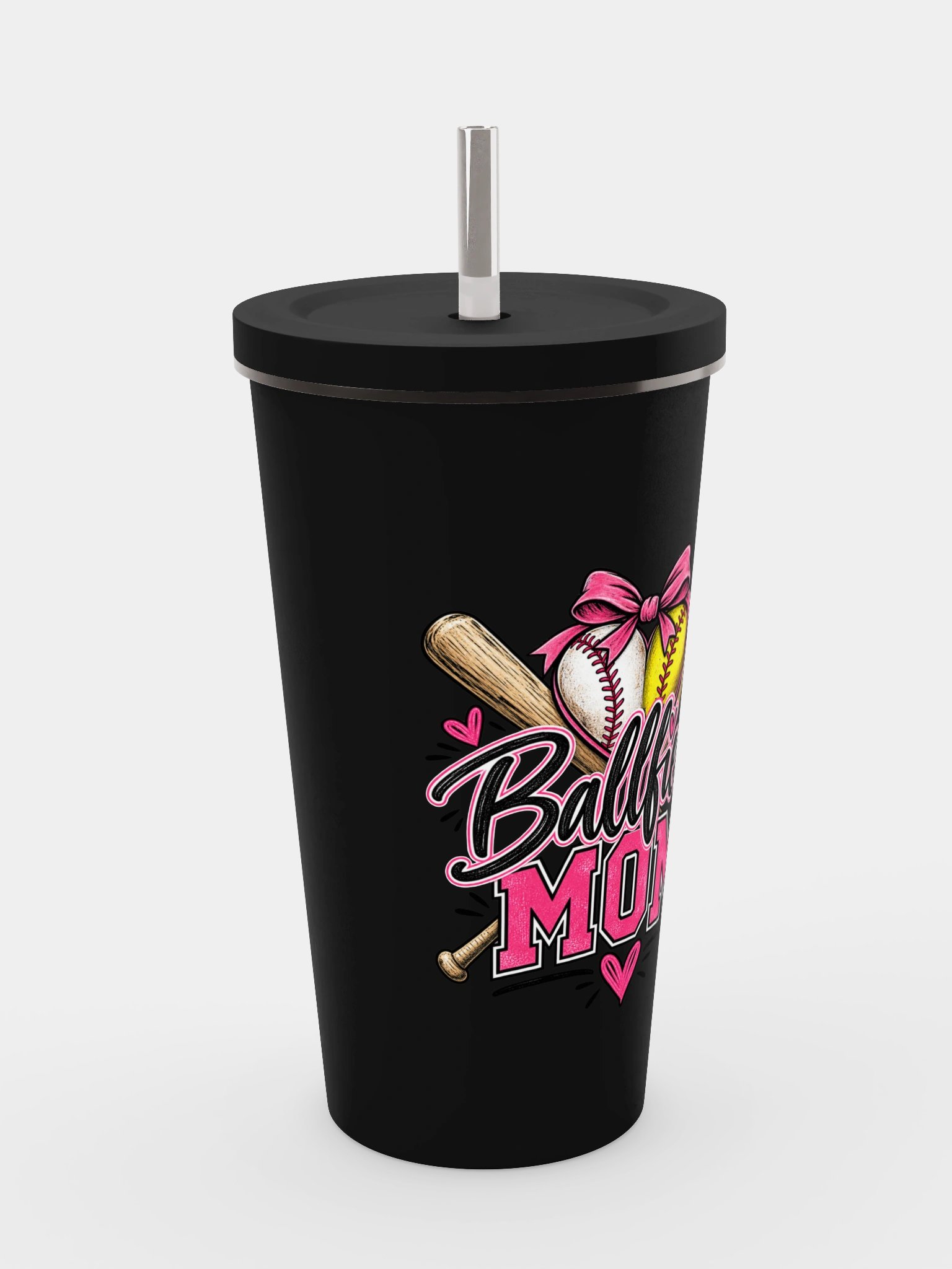Ballfield Mom Baseball & Softball Bow Tumbler | Cup with Straw product image (4)