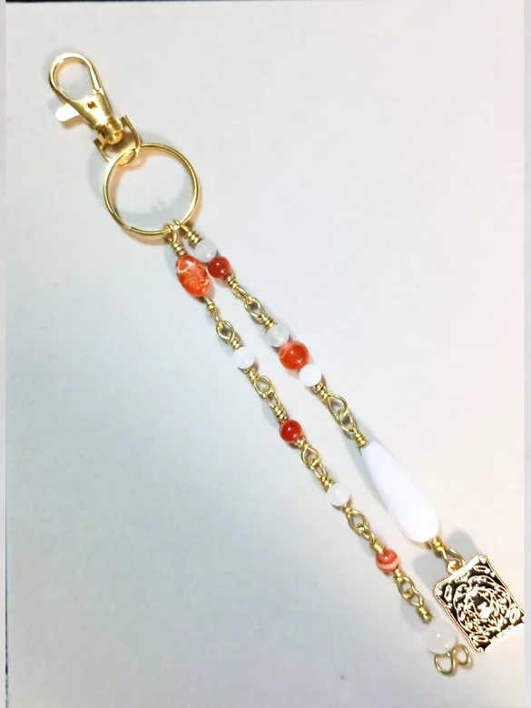 Courage & Success Purse Charm | Carnelian, Spodumene & Strength Tarot | Gold-Tone product image (2)