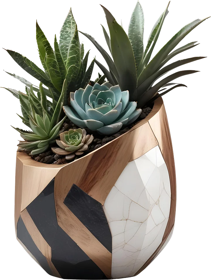 Earthly Symphony – Boho Chic Pot with Plant PNG product image (1)