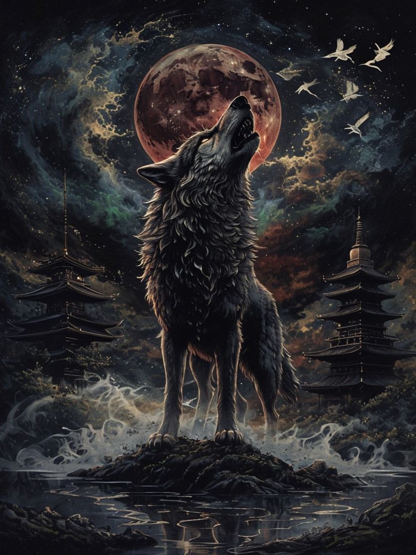 Mystical Howling Wolf Framed Poster product image (1)