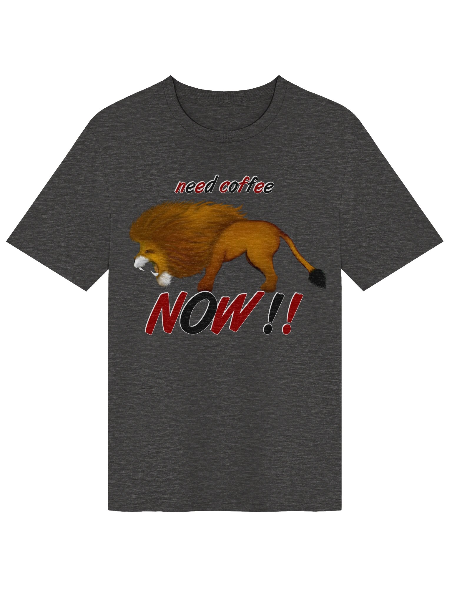 Lion "Need Coffee NOW" T-Shirt. Unisex Stanley/Stella Organic Ribbed Neck T-Shirt product image (1)