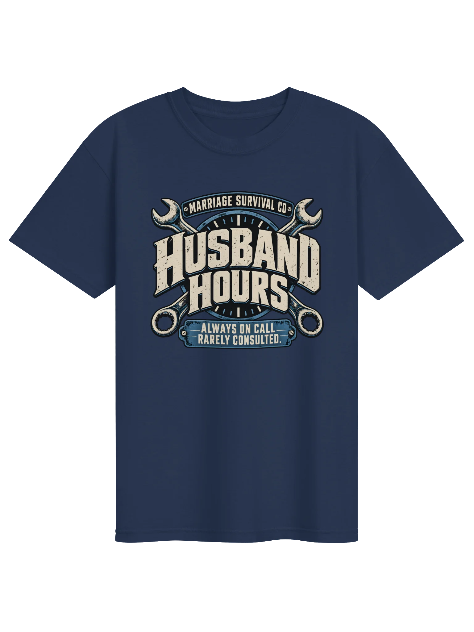 Husband Hours T-Shirt — Always On Call, Rarely Consulted | True Navy product image (1)