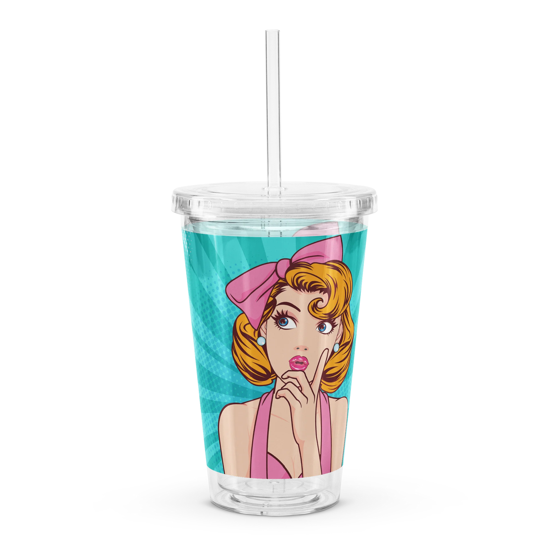 Retro Pink and Teal Glam Girl Acrylic Tumbler product image (1)