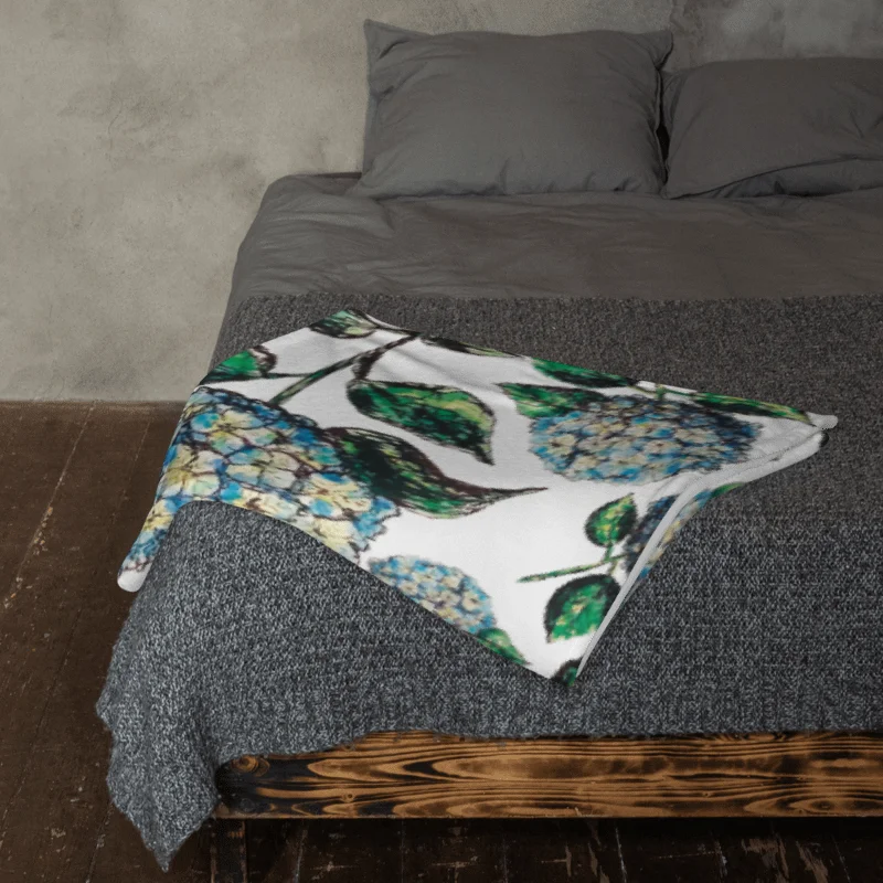 Blue Hydrangeas | Coastal Floral Throw Blanket in Soft Fleece product image (10)