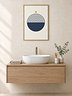 Navy and Mustard Rainbow Print | Abstract Bathroom Wall Art