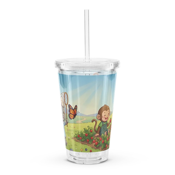 Čaša sa slamkom: Lutkica Lina i uživanje u prirodi 🍓🦋🧋 product image (2)