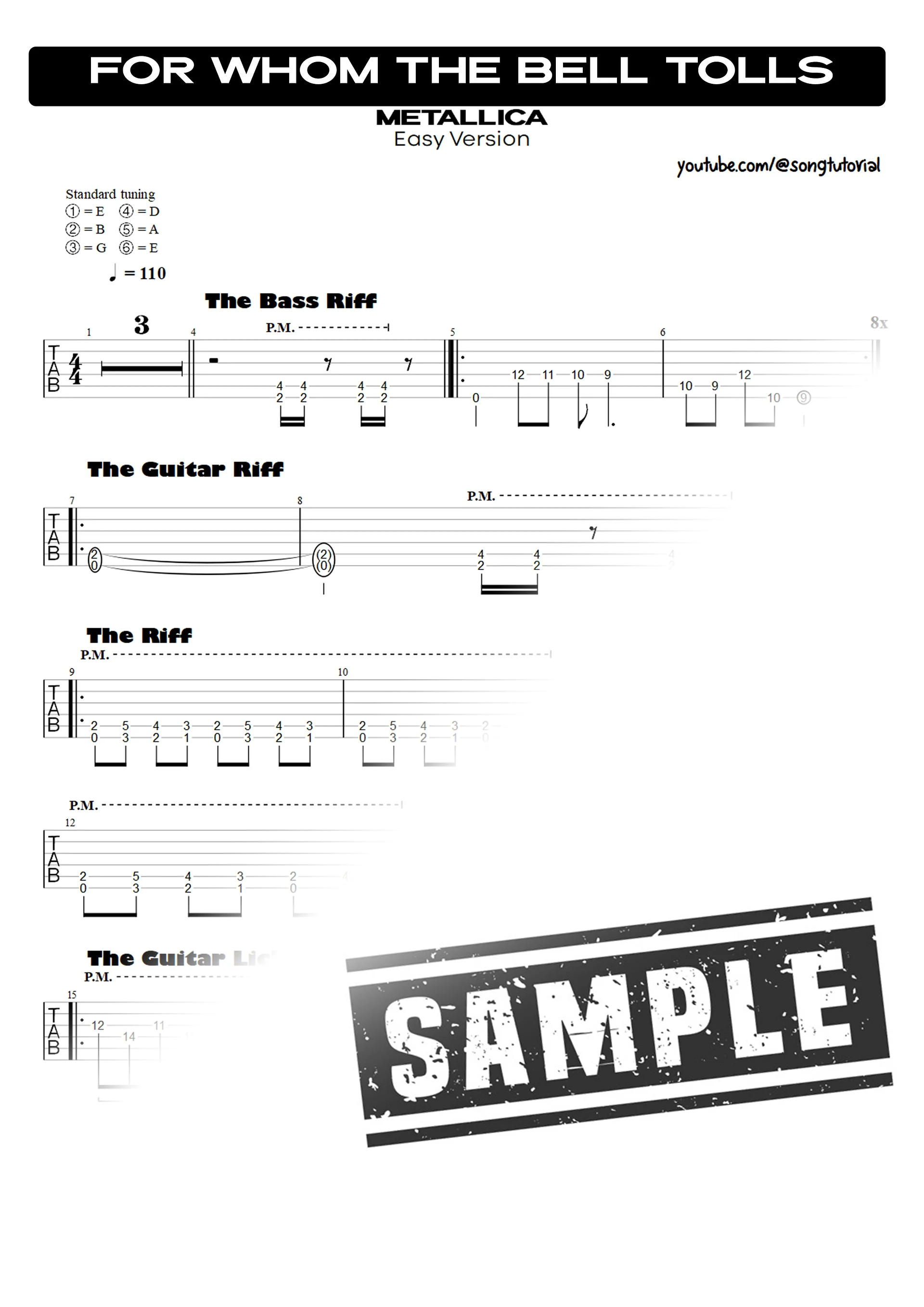 For Whom the Bell Tolls | PDF Tab + Guitar Pro | Metallica product image (2)