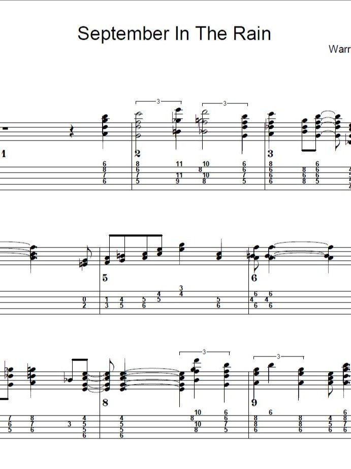 September in the rain - Guitar sheet music product image (1)