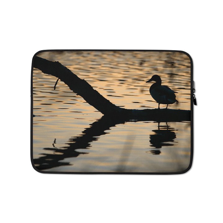 Laptop sleeve - Silhouette of a duck on a branch in the water product image (1)