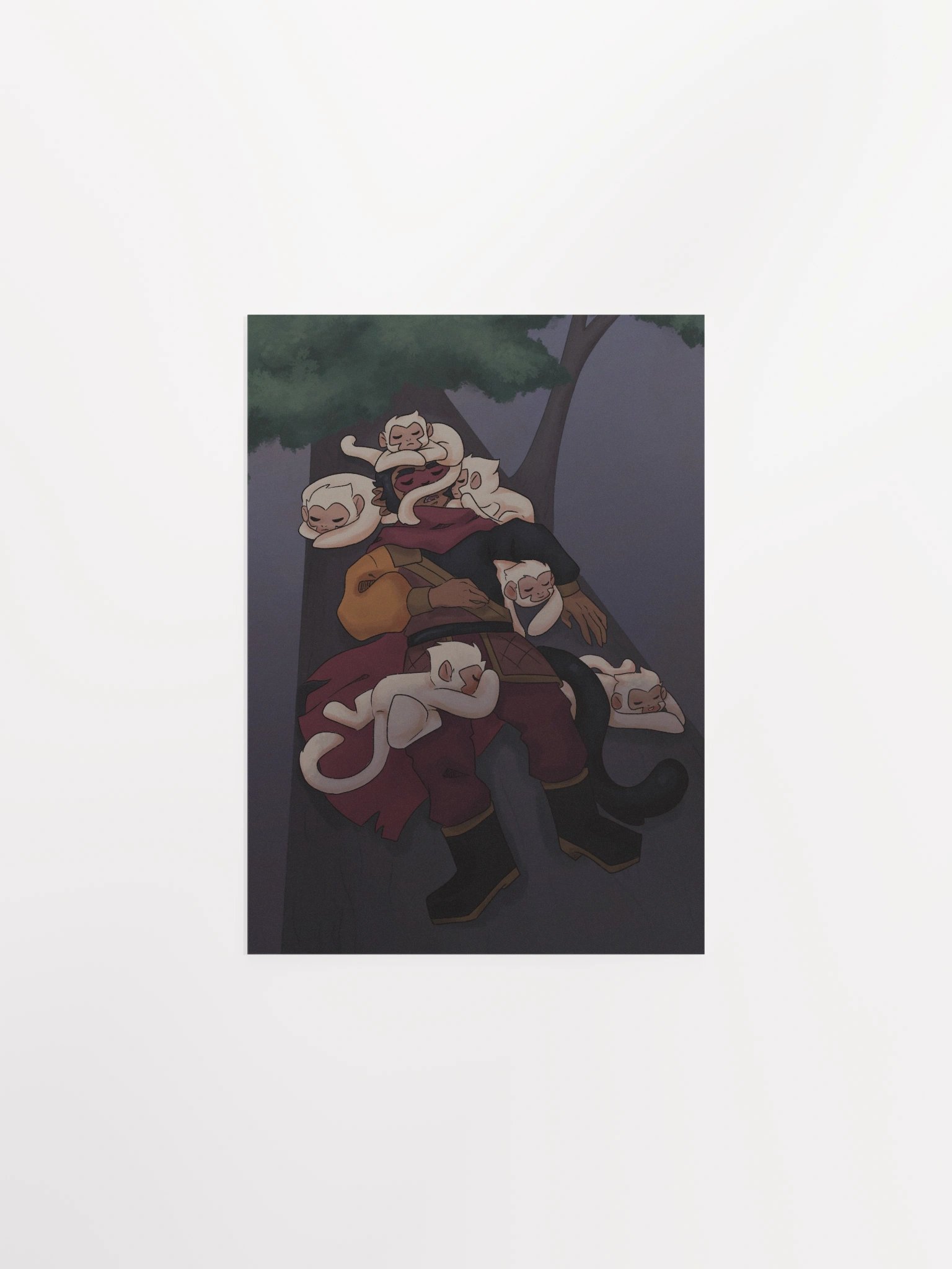 Macaque sleeping print product image (1)