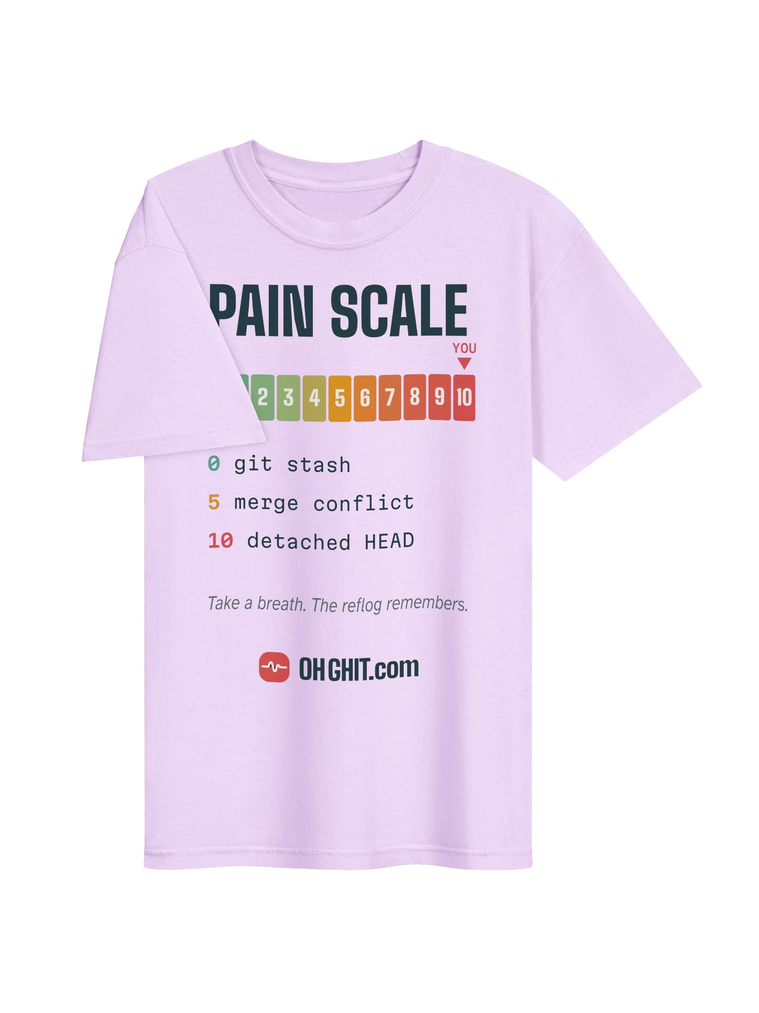 Git Pain Scale Tee – From git stash to Detached HEAD product image (3)