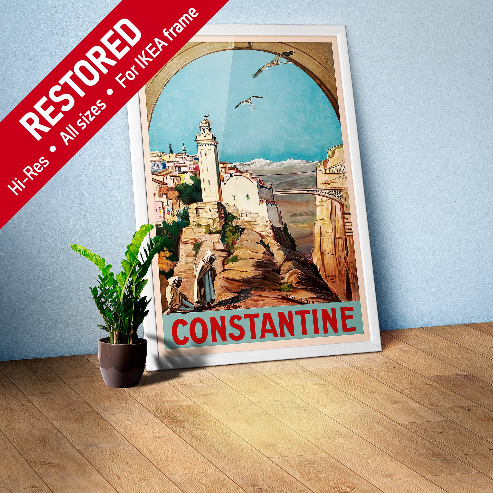 Constantine, Algeria, 1926 — retro vintage travel poster, retro travel art, retro travel wall art product image (1)