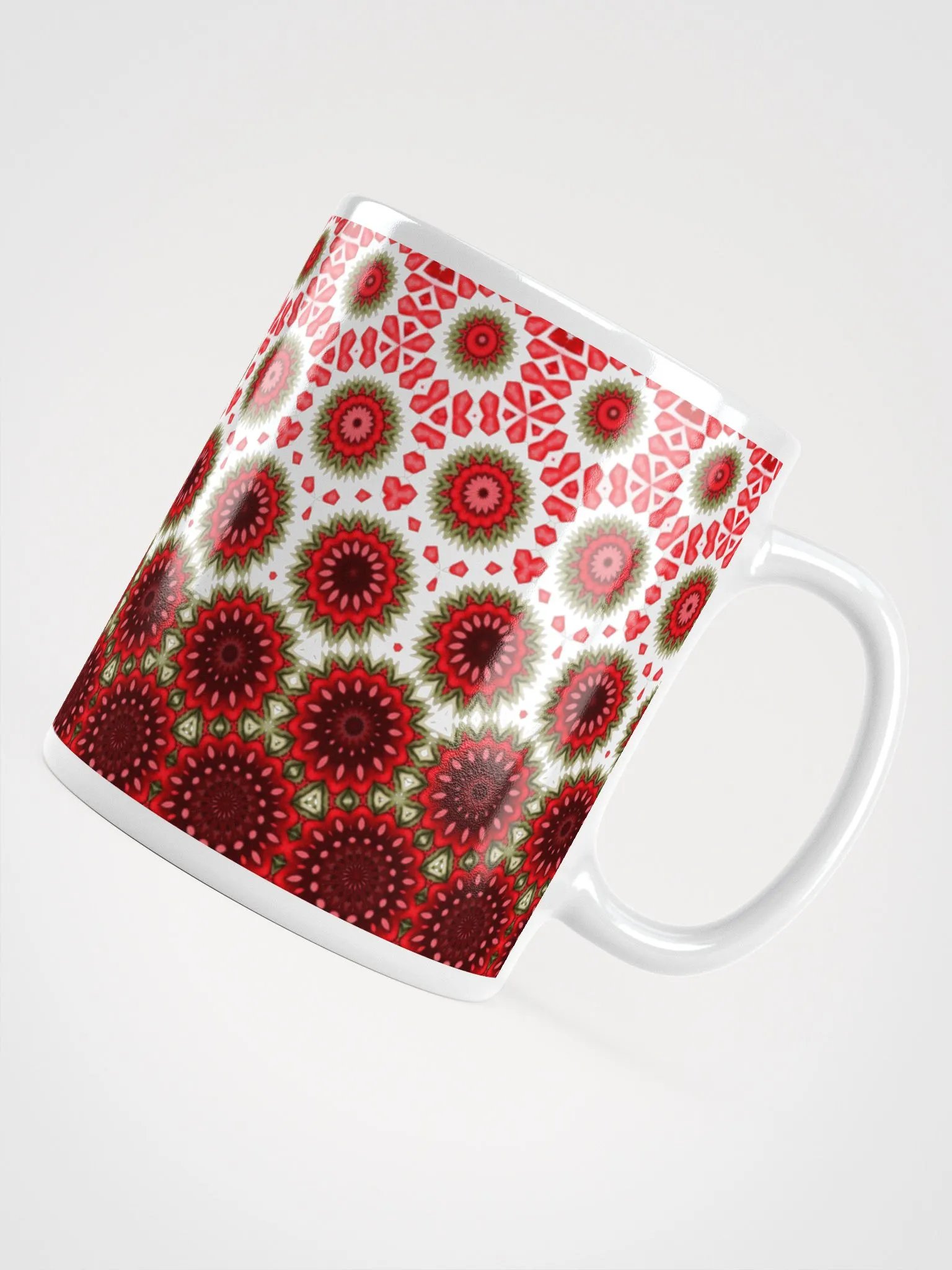 Red Green & White Daisy Ceramic Mug product image (4)