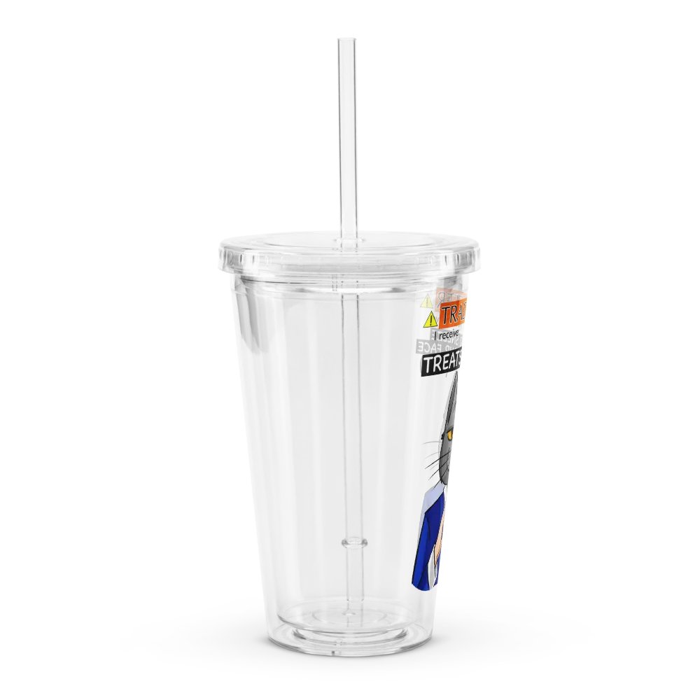 Trade Offer Human-Cat Meme Clear Plastic Tumbler product image (3)