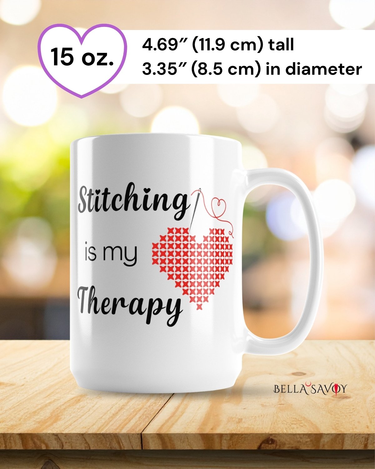 Stitching is my Therapy Cross Stitch Coffee Mug product image (4)