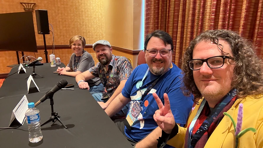 A selfie taken by Dennis Spielman with other panelists.