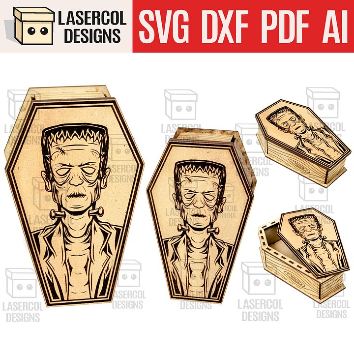 Halloween Coffin Box Set 2 (2 Sizes) - Laser Cut Files product image (1)