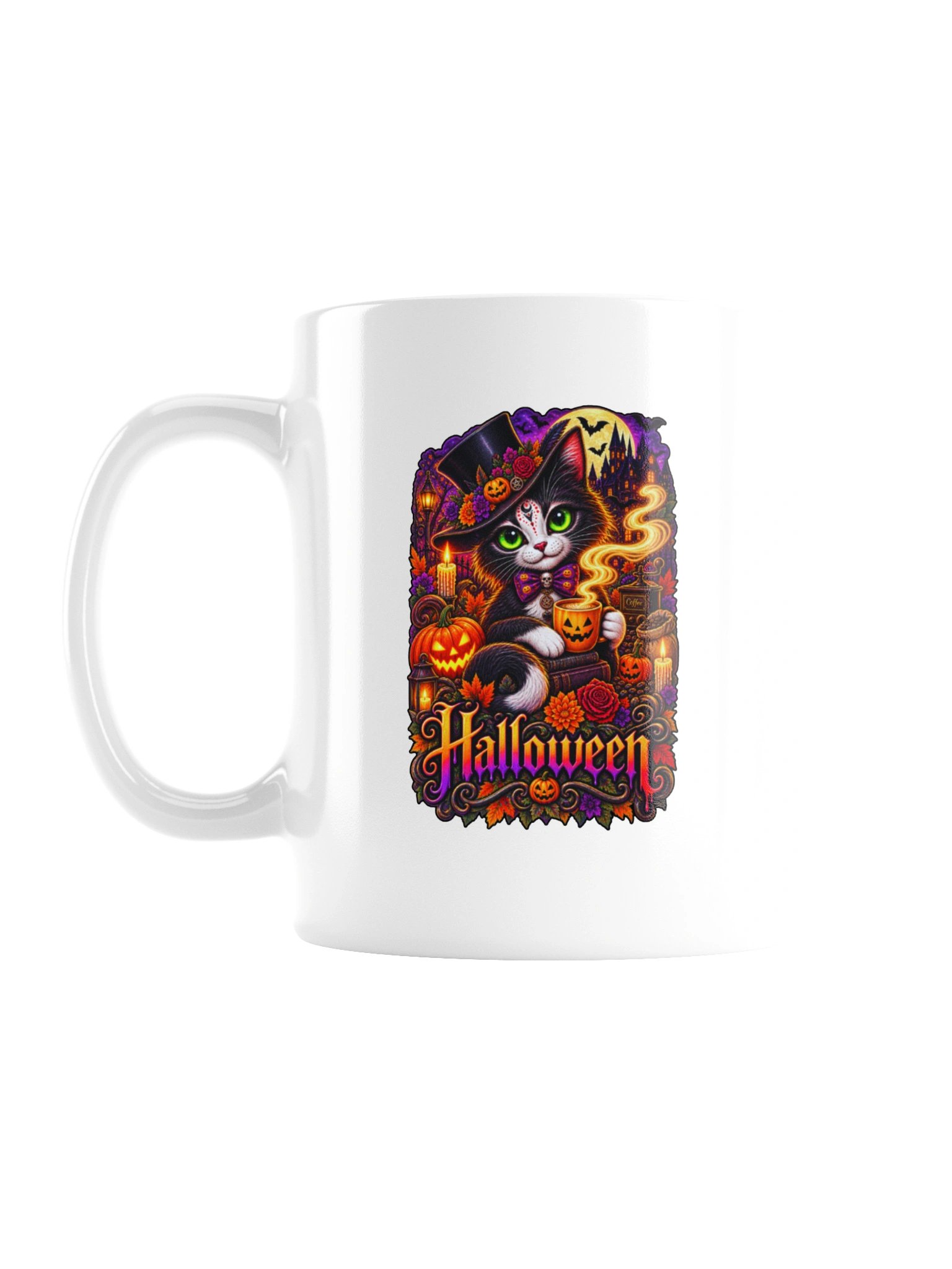Black Cat Halloween Mug – Witchy Cat Coffee Cup product image (2)