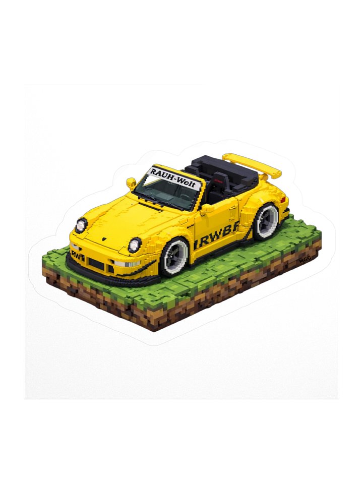 Speed Yellow Porsche 993 RWB "Nohra" Rauh-Welt Begriff Sticker (Pixel, Retro, Minecraft) product image (1)
