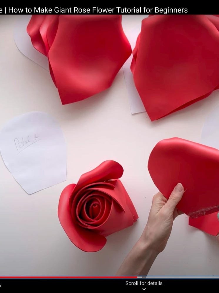 Giant Foam Rose for Wall Decor: Templates + Materials Checklist with links + Video Tutorial on YouTube product image (7)