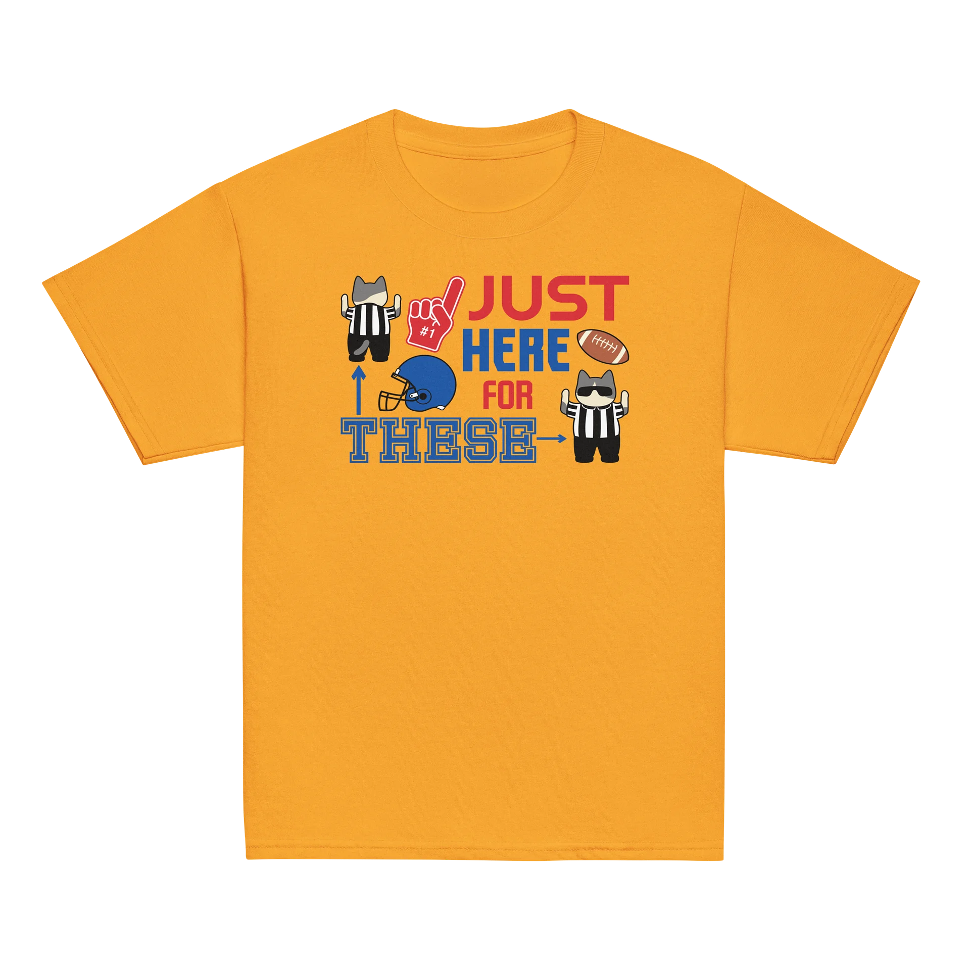 American Football Cat (JUST HERE FOR THESE - touchdown signals) - Unisex Youth Heavyweight T-shirt product image (5)