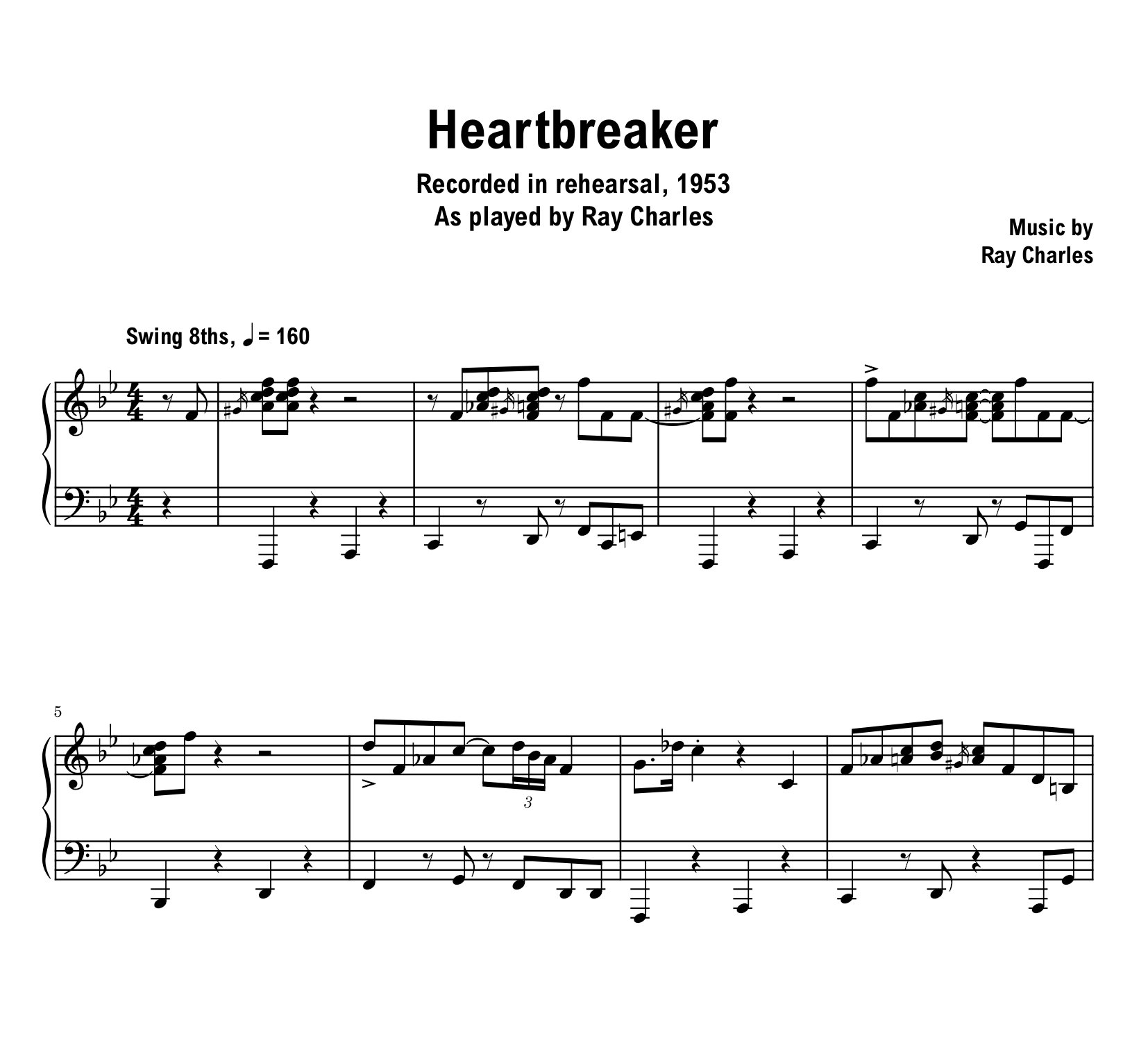 Ray Charles - Heartbreaker - Sheet music (PDF) product image (1)
