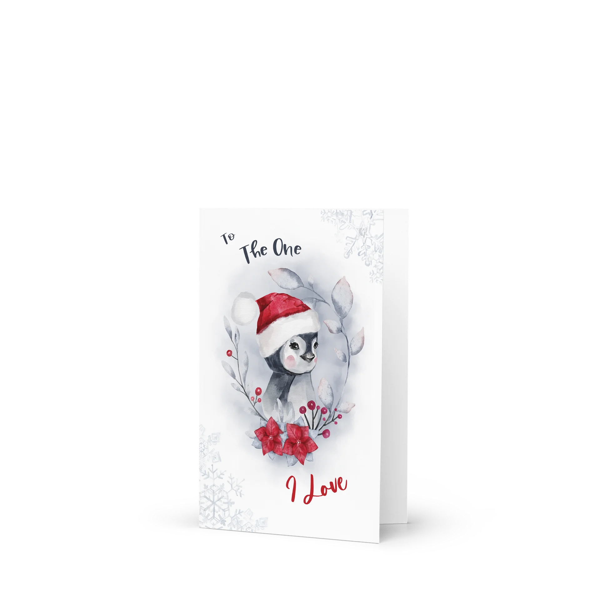To the One I Love Penguin Watercolor Christmas Card product image (3)