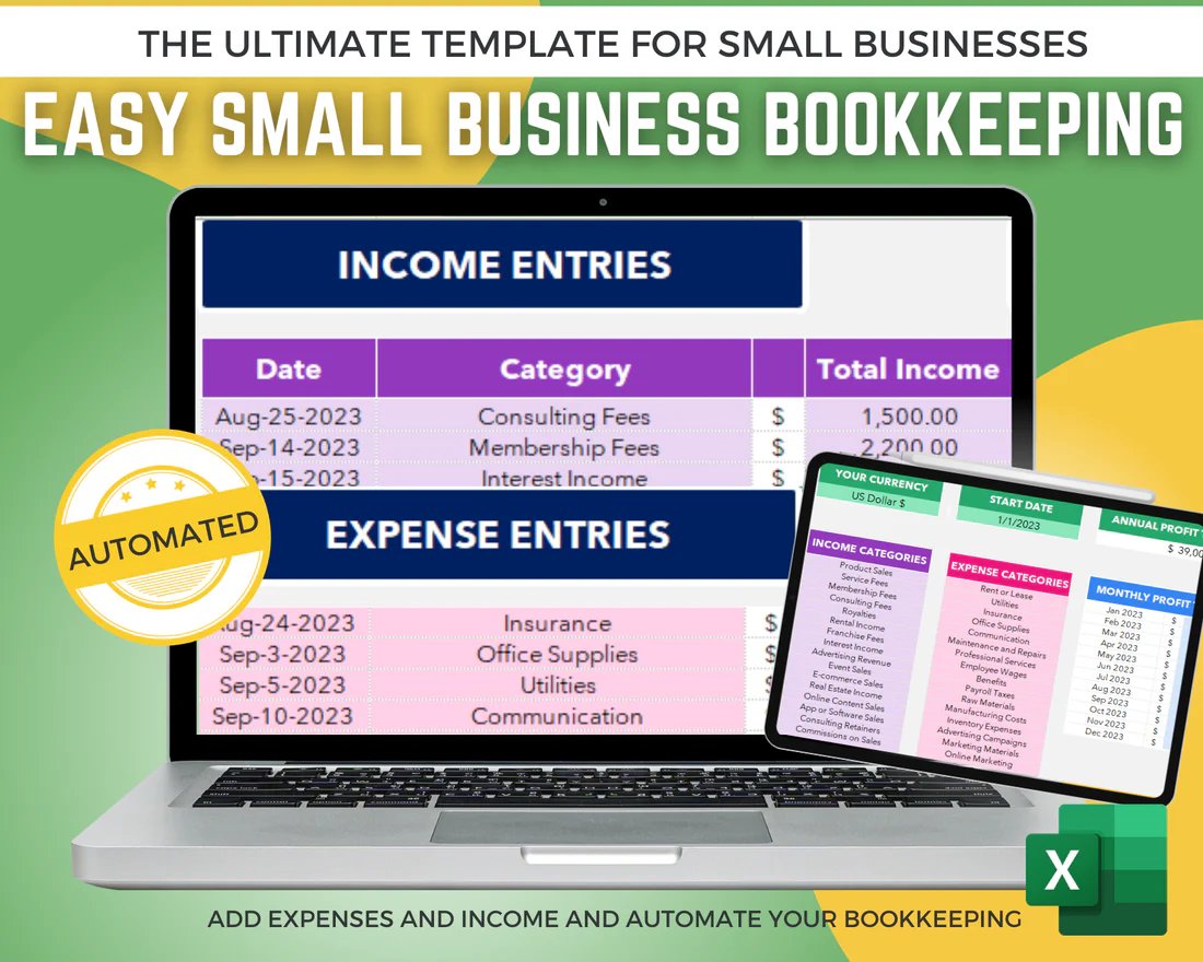 Small Business Bookkeeping Excel Tracker - Effortless finance management product image (1)