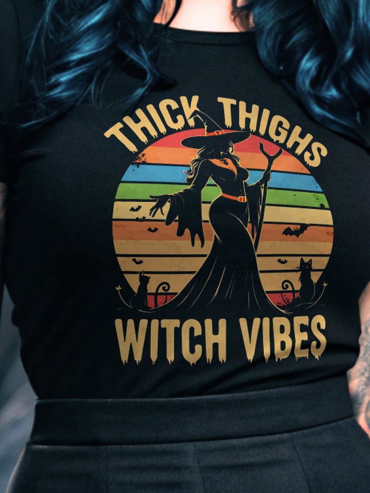 Retro Thick Thighs Witch Vibes T-Shirt product image (1)