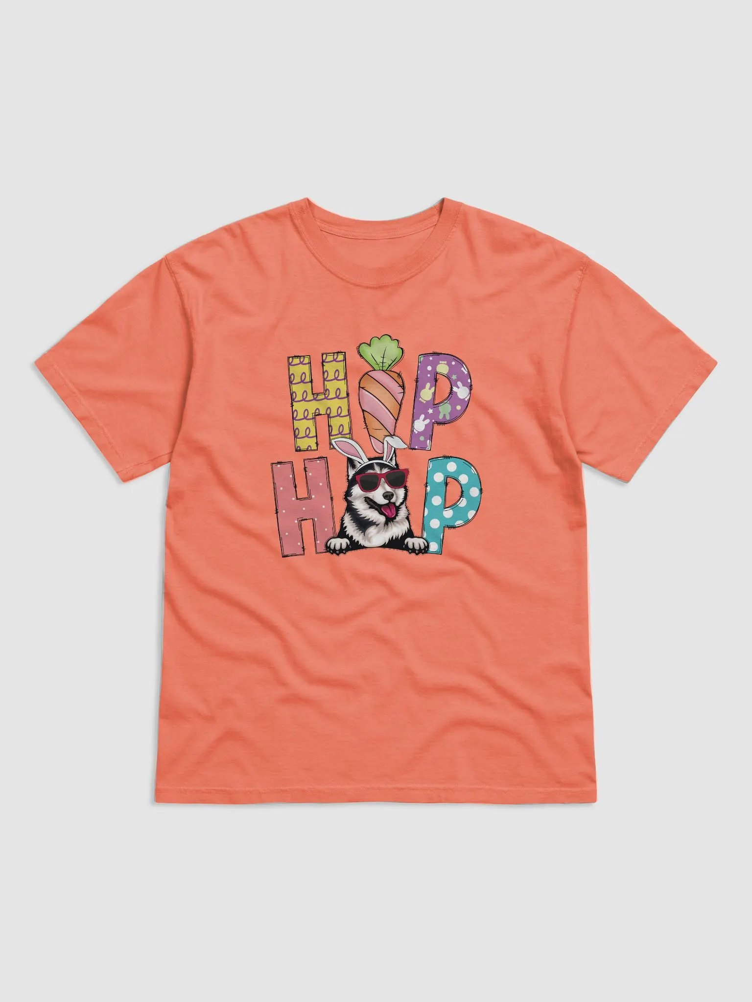 Hip Hop Easter Siberian Husky T-Shirt | Cute Easter Day Husky Wearing Bunny Ears and Sunglasses T-Shirt product image (20)