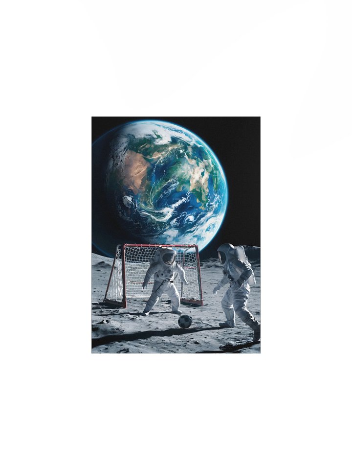 Moon Soccer Poster – Photorealistic Astronaut Space Humor Wall Art product image (2)