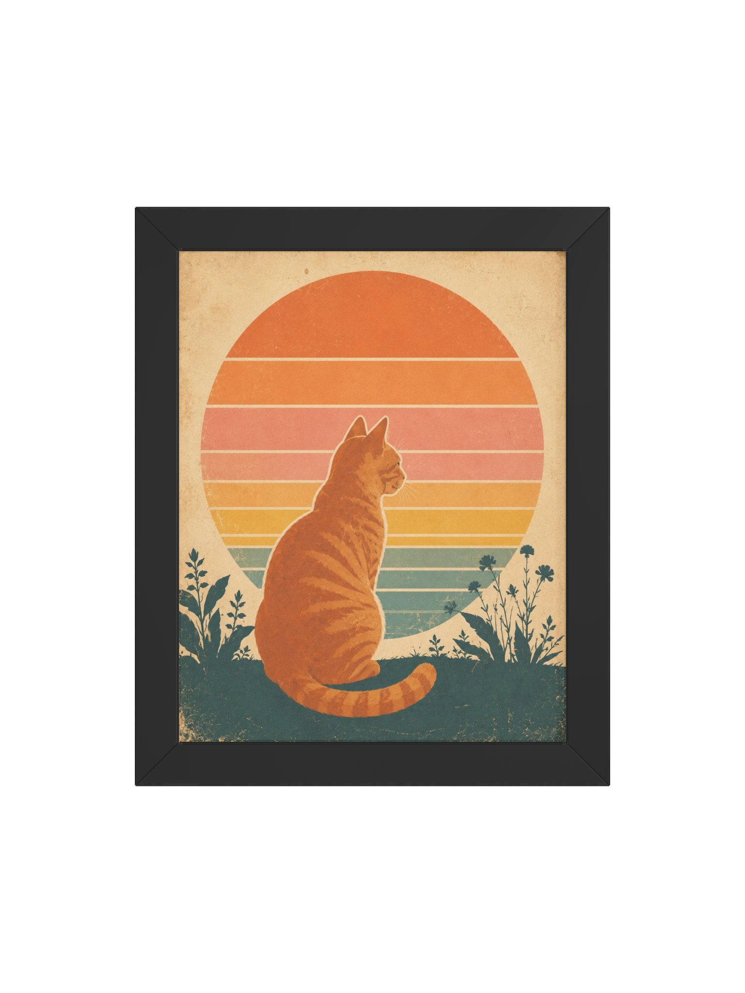 Retro Cat Sunset Framed Poster product image (4)