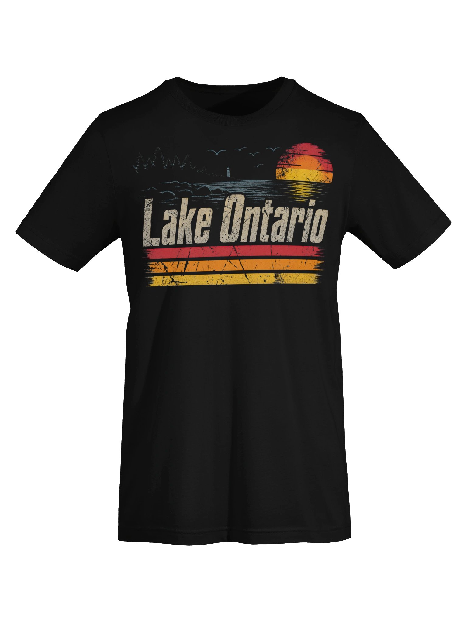 Retro Sunset Great Lakes Lake Ontario Supersoft T-shirt product image (1)