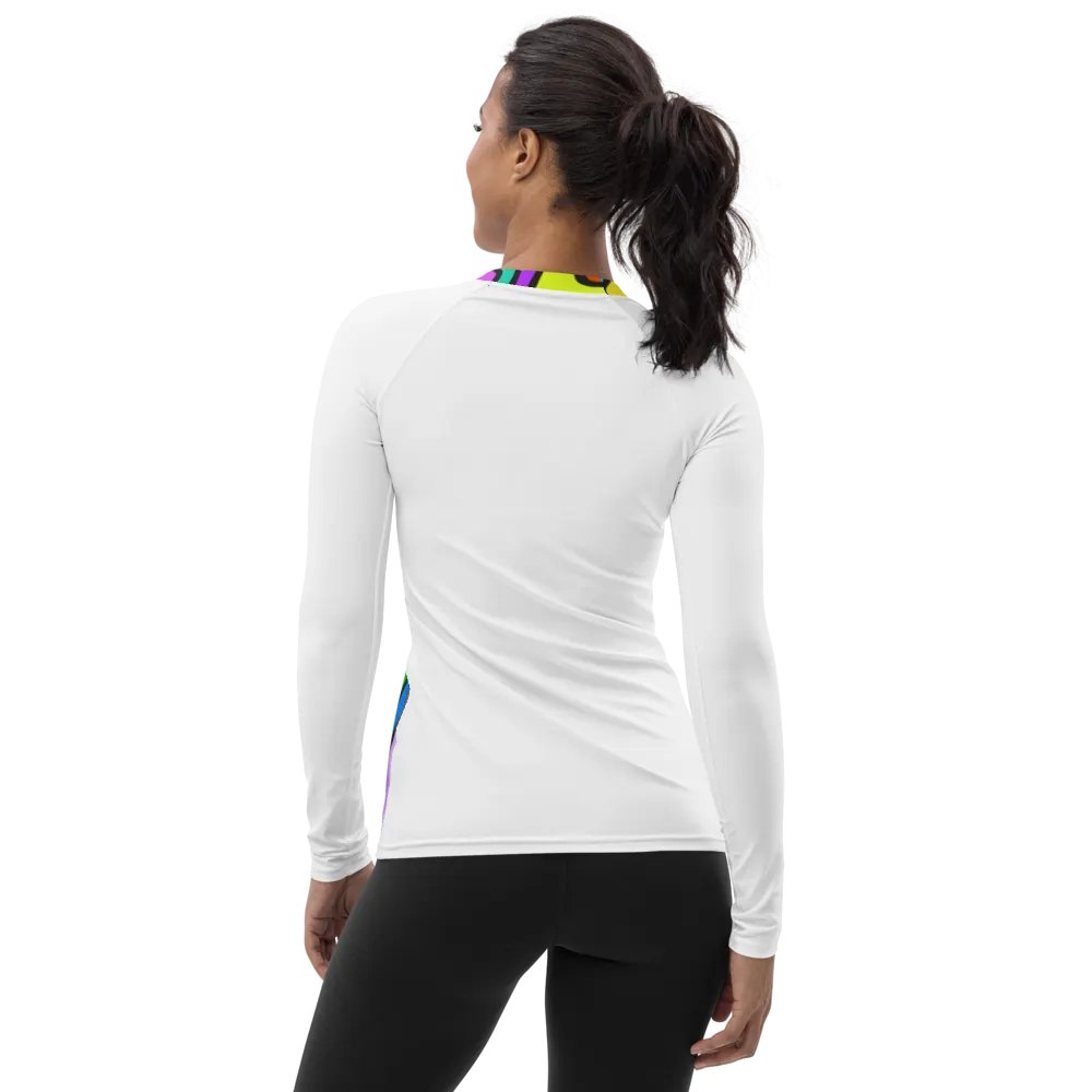 Vibrant Swirls All-Over Print Rash Guard for Women.- Wave at Sunset product image (2)