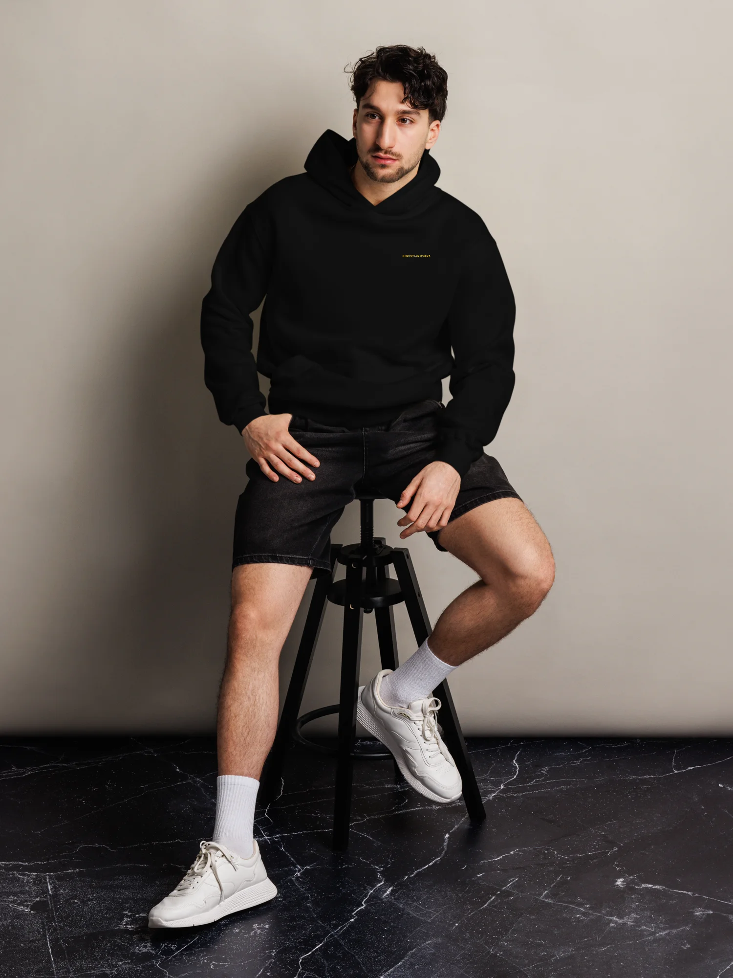 Minimal Hoodie // Black + Gold product image (3)
