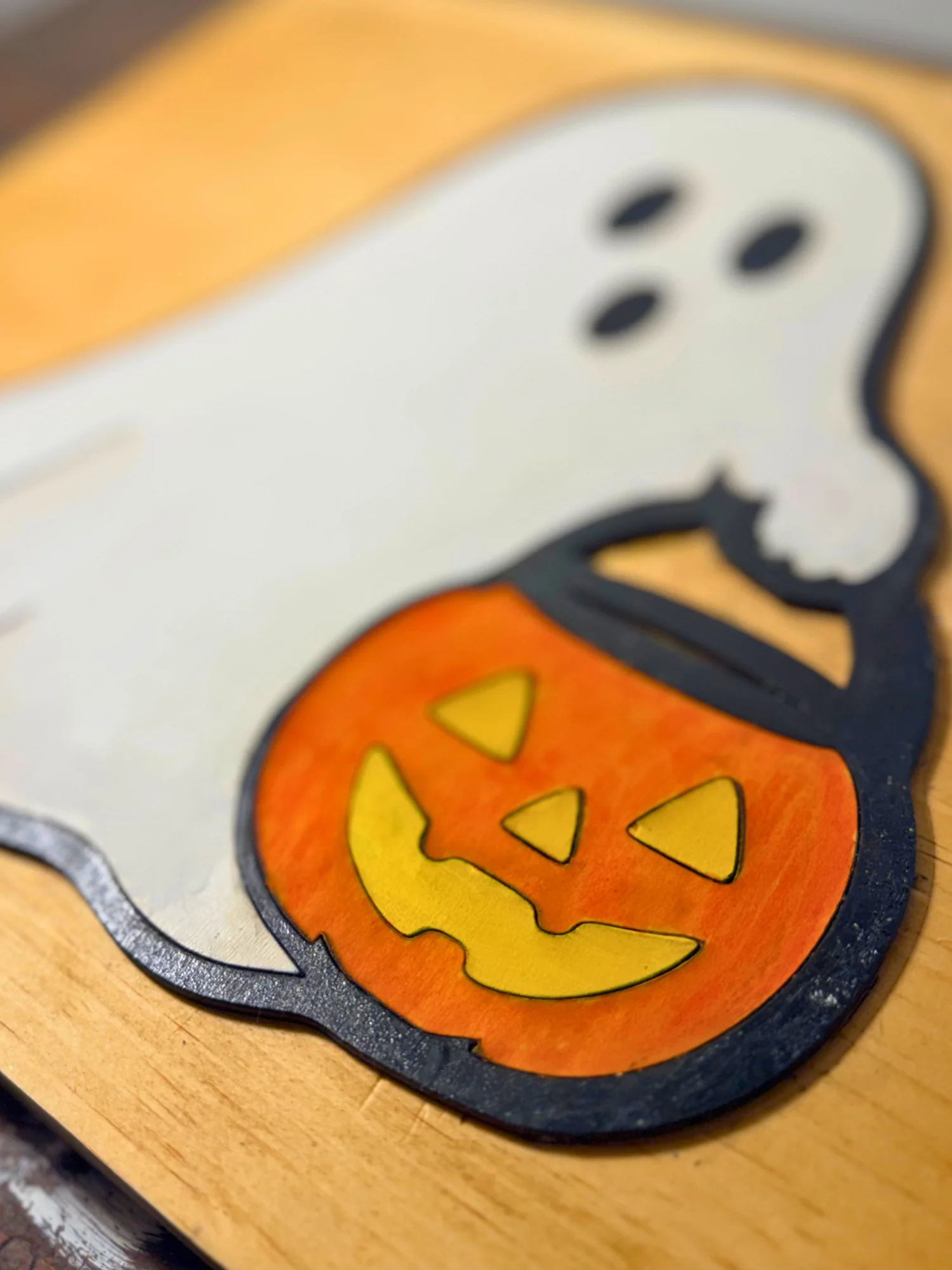 Halloween Ghost/Pumpkin Layered Wood Sign product image (2)