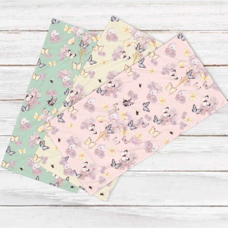 BUTTERFLY GARDEN SOFT PINK TOWEL - Handtuch mit Schmetterlingen product image (2)