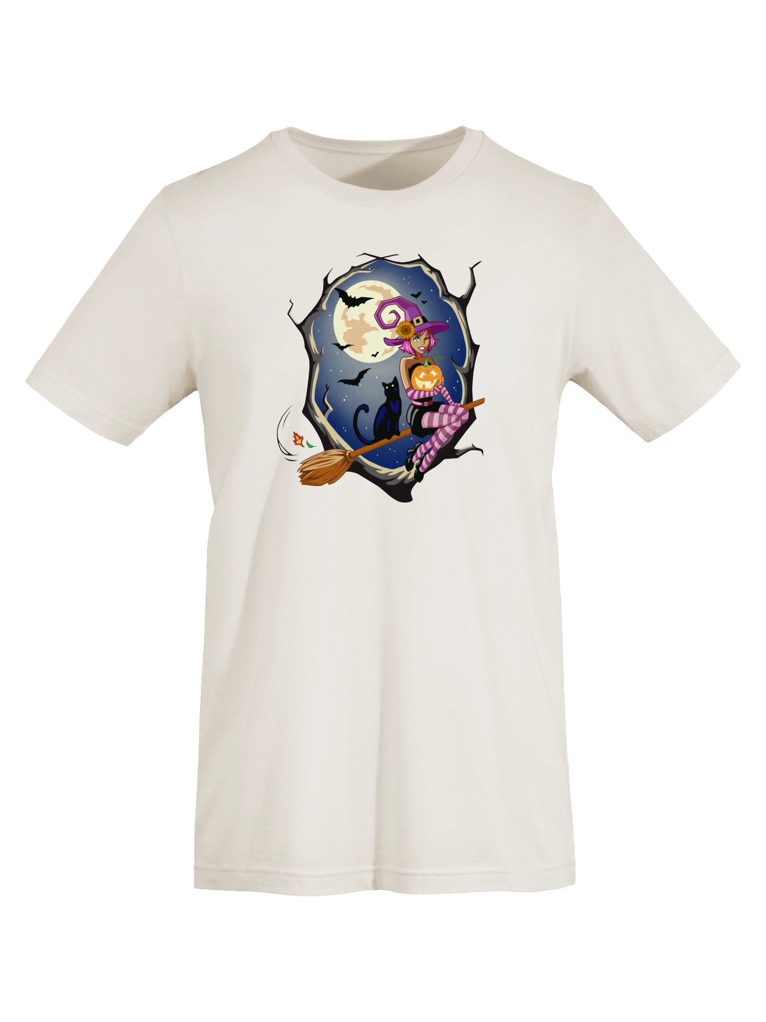 Whimsical Halloween Sunflower Witch Tee – Vintage White Holiday Graphic T-Shirt product image (5)