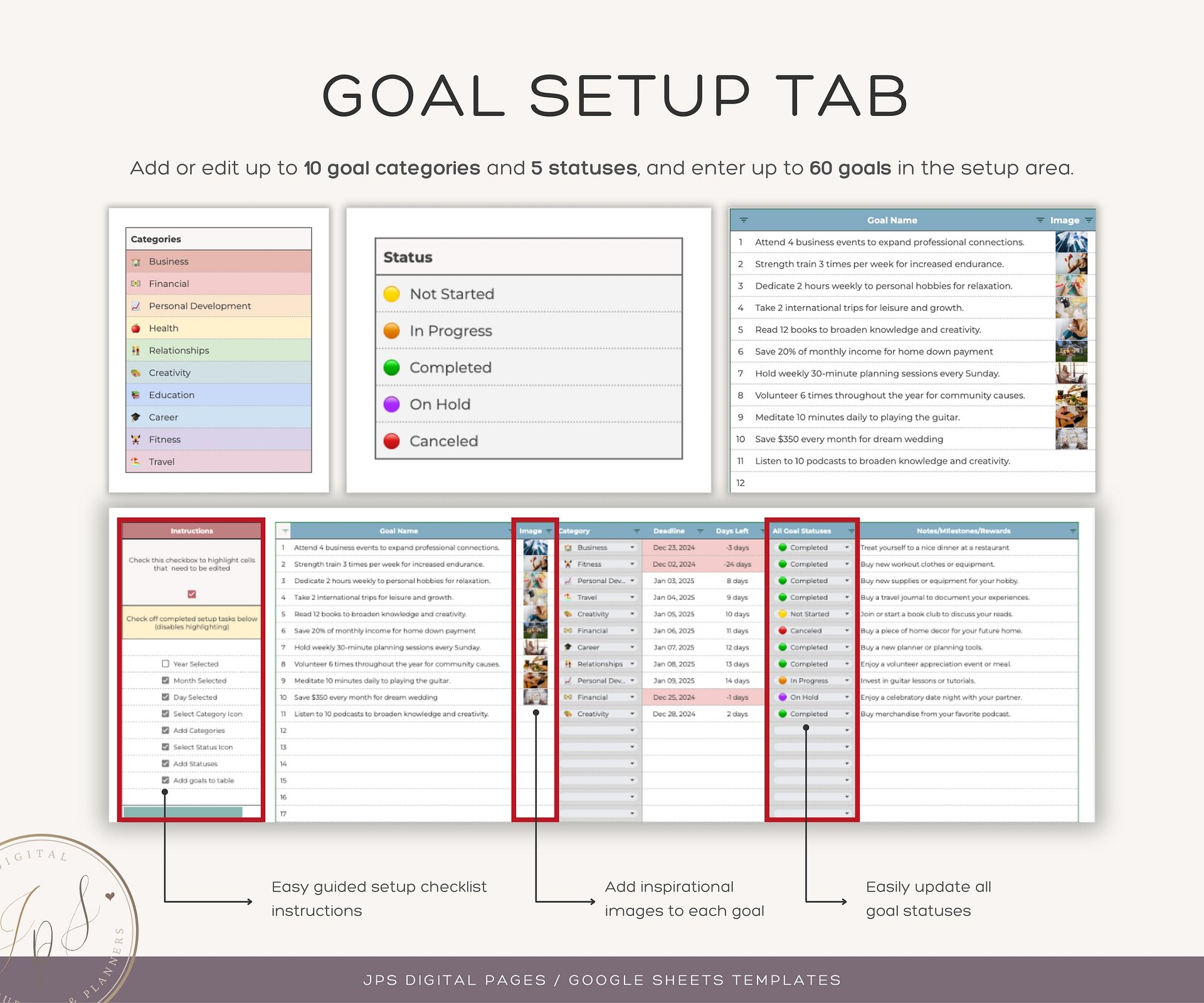 Goal Planner and Tracker, Google Sheets Template product image (3)