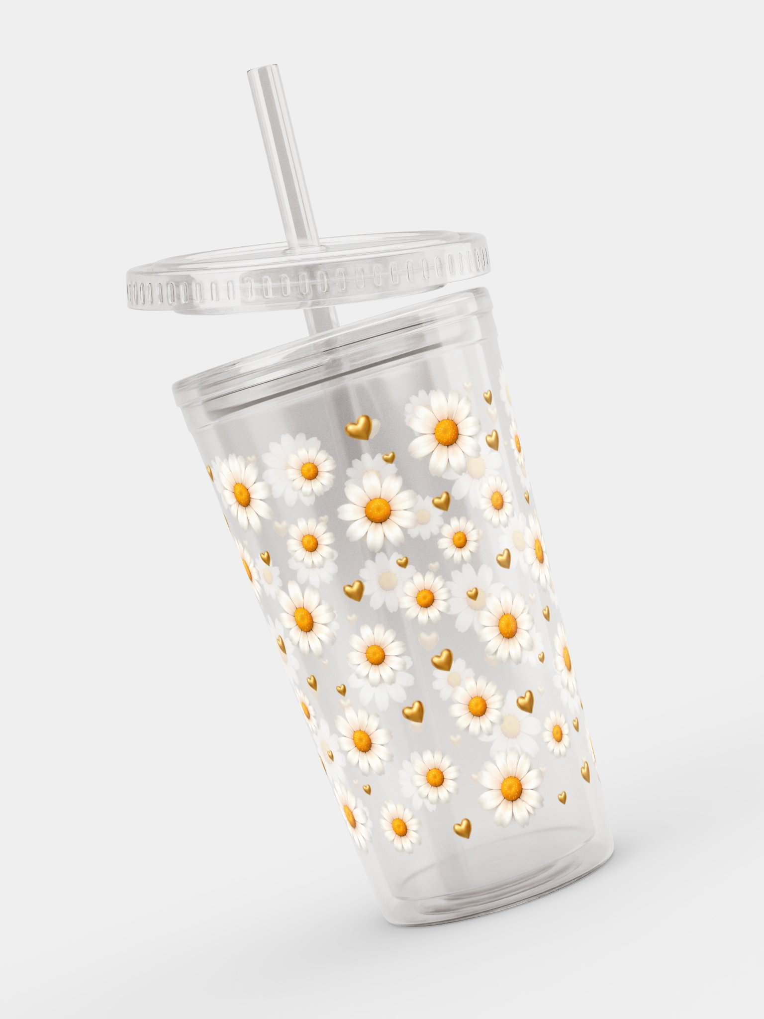 Daisy Flower Petals Clear Dual Wall Tumbler 16 Oz (473 ml) product image (4)