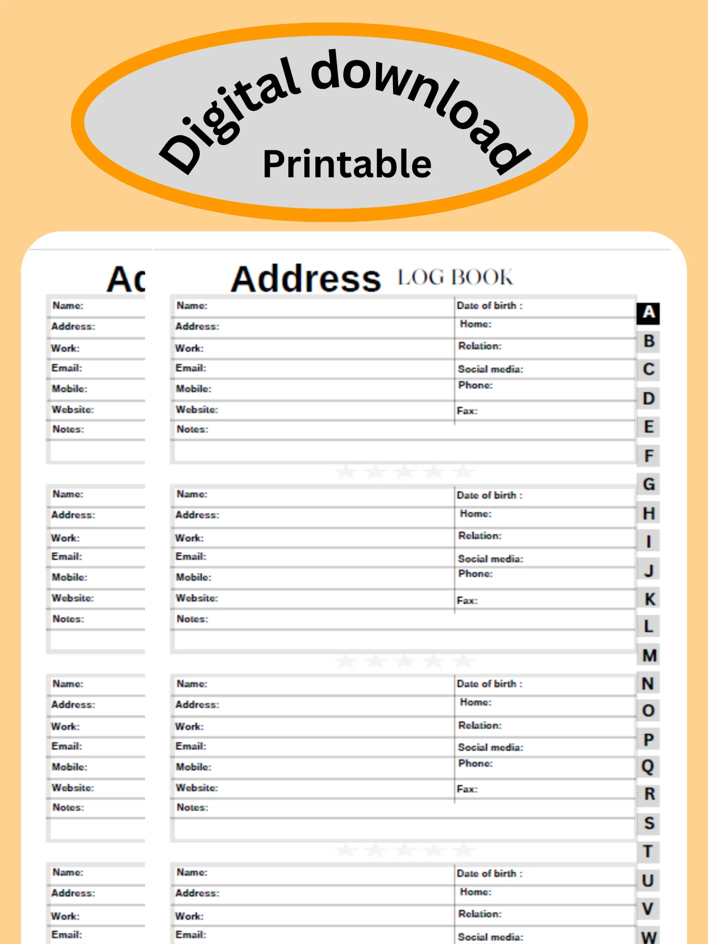 Address logbook printable product image (1)