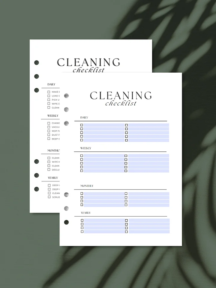 Aesthetic Minimal Cleaning Checklist | A5 Printable with Fillable Fields product image (1)