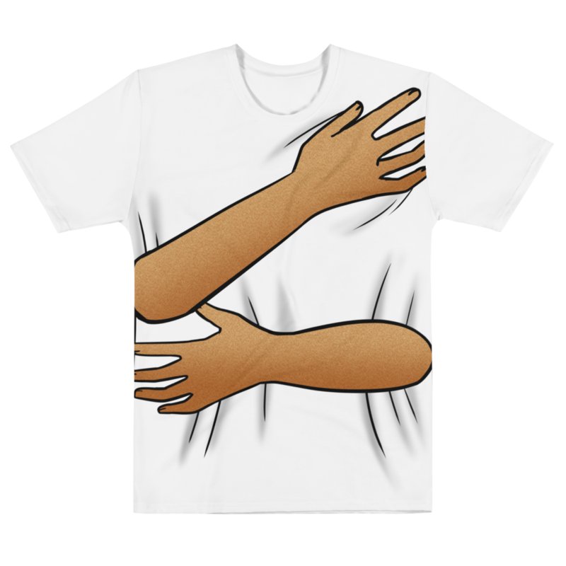 Back Hug T-Shirt (White shirt / brown skin tone) product image (1)