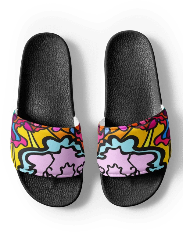 Vibrant Swirls Men's Slides - Wave at Sunset product image (6)