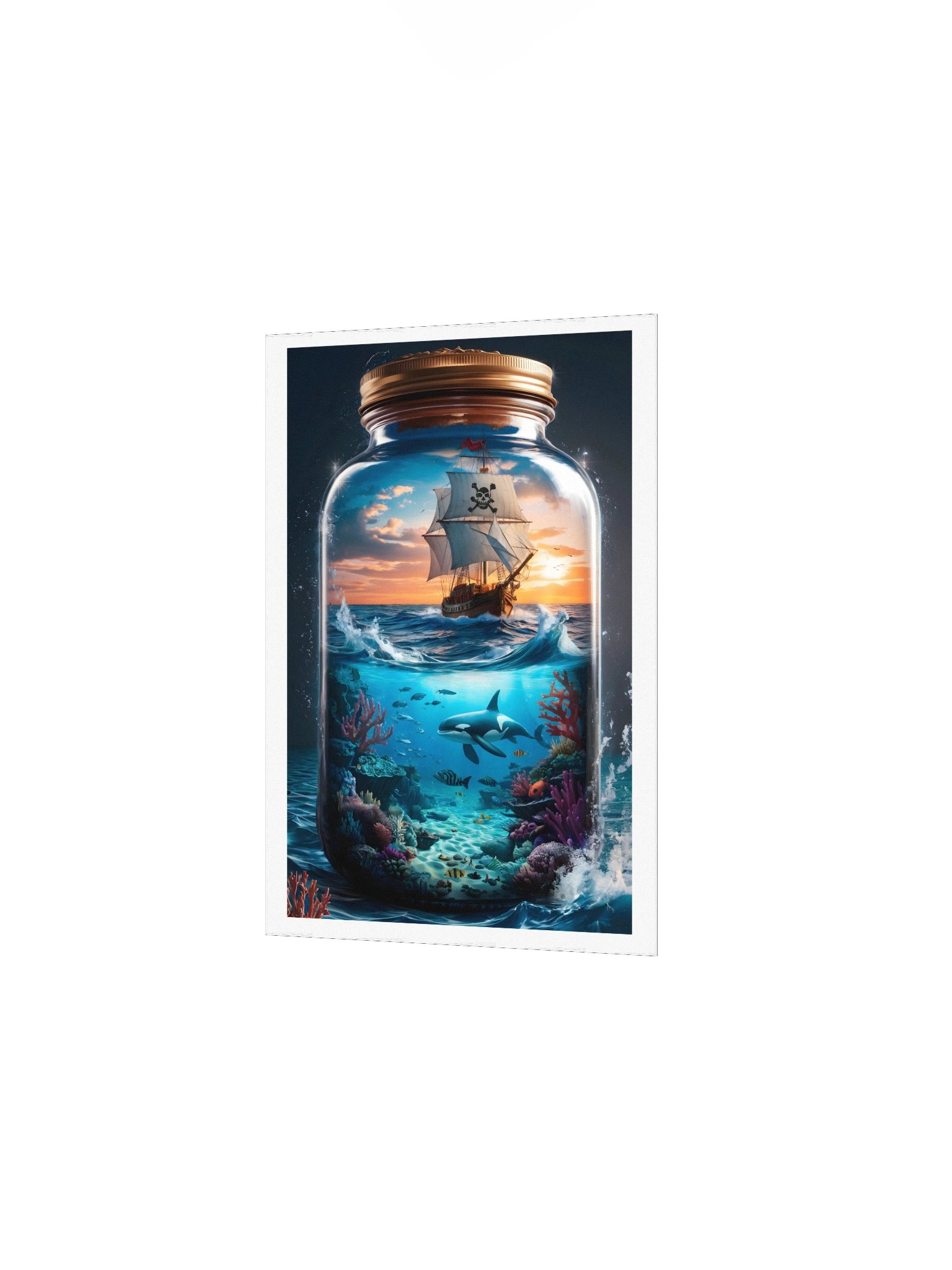 Pirate Ship in a Jar Poster – Surreal Ocean Fantasy Wall Art product image (3)