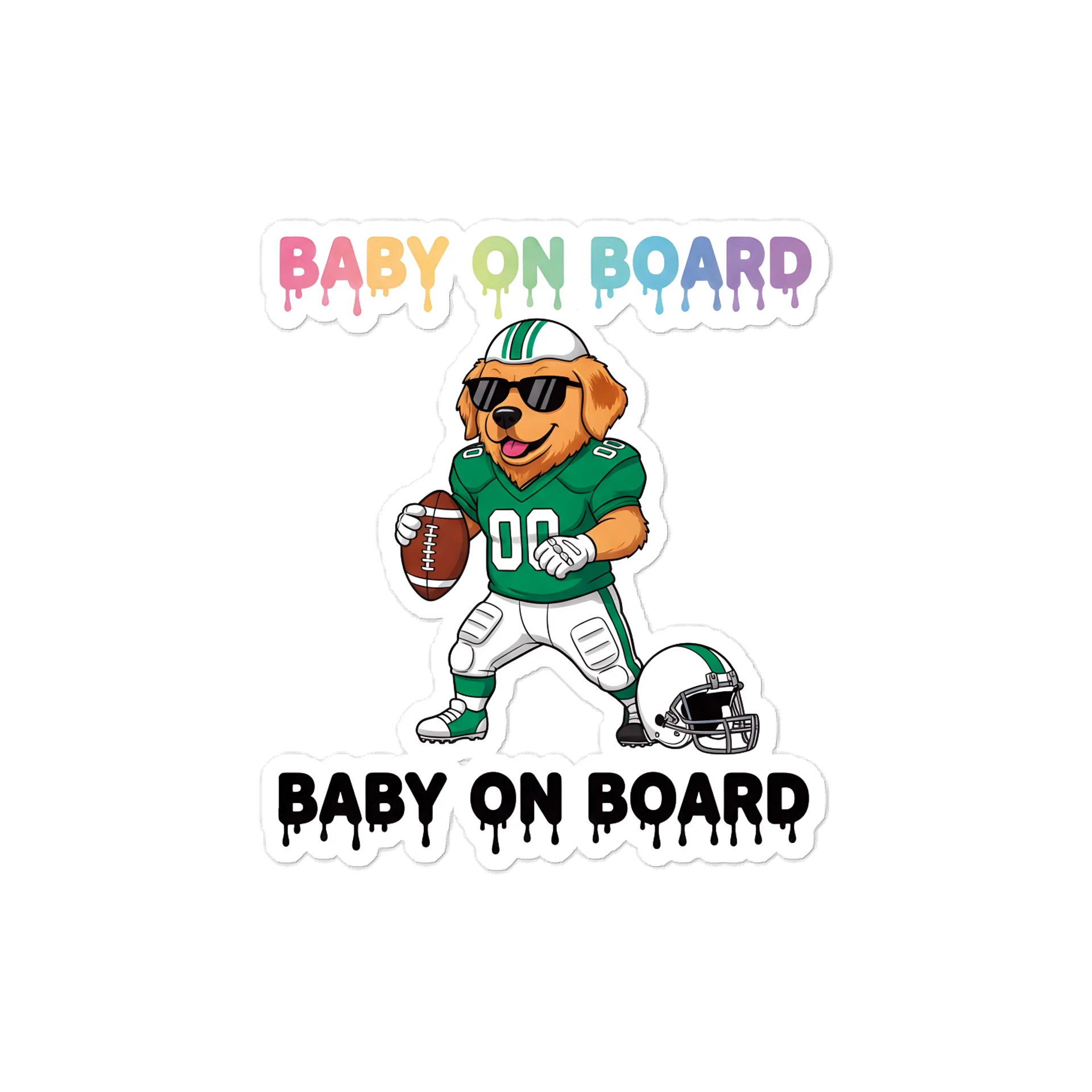 Funny Dog Football Baby on Board Sticker - 5x5 Weatherproof Vinyl Car Decal - Cute Sporty Dog Tailgate Decor - Premium Outdoor Grade Safety Sign for SUVs & Jeeps product image (1)